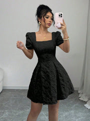 Sommerkleid Mini Elegant A-Linie – Schwarz