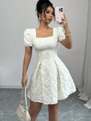 Sommerkleid Mini Elegant A-Linie – Weiß