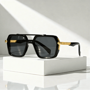 Sonnenbrille quadratisch UV400 mit Metallbügeln – Gold