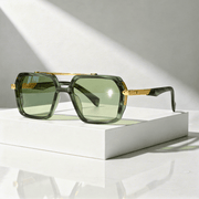 Sonnenbrille quadratisch UV400 mit Metallbügeln – Grün