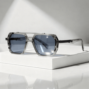 Sonnenbrille quadratisch UV400 mit Metallbügeln – Blau