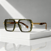 Sonnenbrille quadratisch UV400 mit Metallbügeln – Dunkelgrün