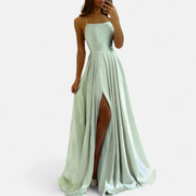 Soraya | Damen Maxi Kleid Für Hochzeitsgast Mit Schlitz Detail – Salbeigrün