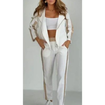 Gestreifter Freizeit-Zweiteiler mit Kapuze & Taillenband – Cosima