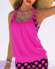 Sommerfeld | Gepunktetes Tankini-Set mit Shorts – Rosa