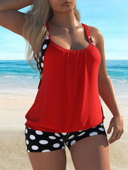 Sommerfeld | Gepunktetes Tankini-Set mit Shorts – Rot