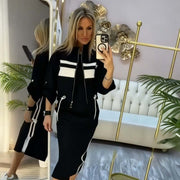 IRIS / SET AUS JACKE UND KLEID MIT STEHKRAGEN FÜR DAMEN – Schwarz