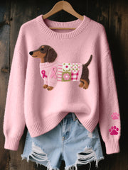 Caravine - Patchwork-Strickpullover für Hunde – Hellrosa