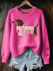 Caravine - Patchwork-Strickpullover für Hunde – Rosé