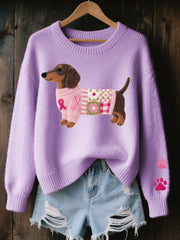 Caravine - Patchwork-Strickpullover für Hunde – Lila