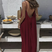 Greta | Lässiges Kleid mit feinen Trägern – Weinrot