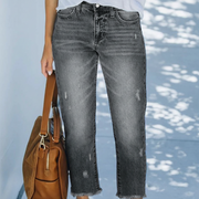 Jana | Damen Retro Kurze Gerade Jeans – Retro Denim Shorts Gerade 2026 – Grau