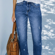 Jana | Damen Retro Kurze Gerade Jeans – Retro Denim Shorts Gerade 2026 – Dunkelblau