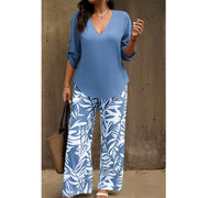 Aivella | Elegantes Damen-Set mit Musterhose – Blau