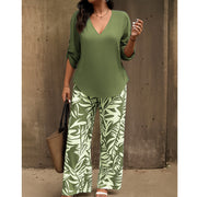 Aivella | Elegantes Damen-Set mit Musterhose – Grün