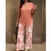 Aivella | Elegantes Damen-Set mit Musterhose – Korallenrosa