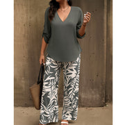 Aivella | Elegantes Damen-Set mit Musterhose – Grau