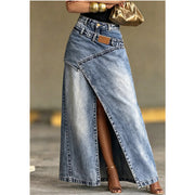 Anella - Maxirock mit Vintage-Waschung – Blau