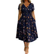 Lorianne - Soft-Touch-Sommerkleid – Marineblau