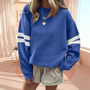 Anwynna - Sportives Sweatshirt mit Streifen an den Ärmeln – Blau