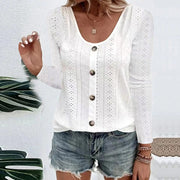 Aelwen - Soft-Touch-Bluse mit Rundhalsausschnitt – Weiß