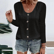 Aelwen - Soft-Touch-Bluse mit Rundhalsausschnitt – Schwarz