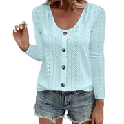 Aelwen - Soft-Touch-Bluse mit Rundhalsausschnitt – Himmelblau