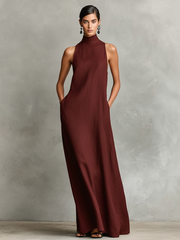 Adelaide - leichtes Maxikleid aus Leinen – Burgunder
