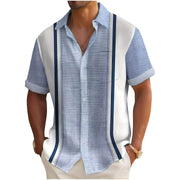 Chetford - Strukturiertes Camp-Collar-Hemd – Blau
