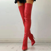 Stiletto Stiefel Oberschenkelhoch Elegant – Rot