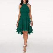 stilvolle Kleid mit charmanten Rüschen – Grün