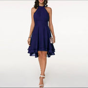 stilvolle Kleid mit charmanten Rüschen – Marineblau