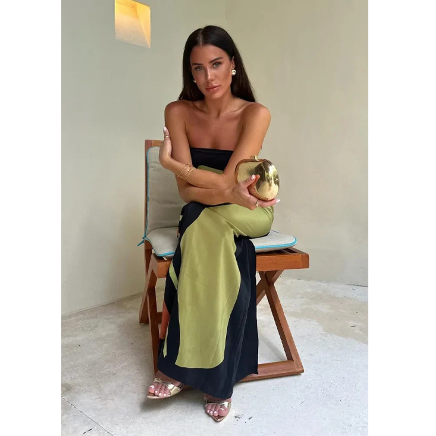 Trägerloses Maxikleid mit Blumenmuster für Frauen