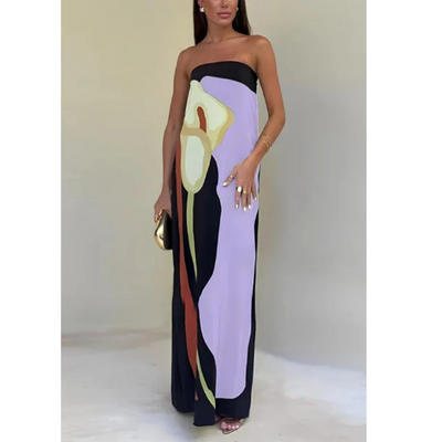 Trägerloses Maxikleid mit Blumenmuster für Frauen