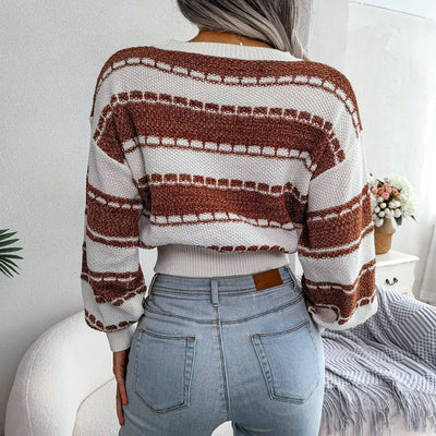 Gestreifter Strickpullover | Lässiger Cropped-Schnitt | Trendiges Design