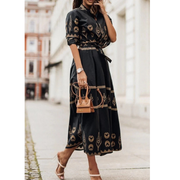 Svea | Damen Sommer Boho Midikleid – Schwarz