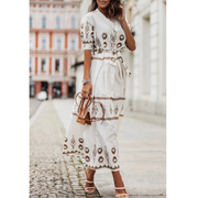 Svea | Damen Sommer Boho Midikleid – Weiß
