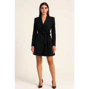 Tabea | Damen Minikleid Wickel Zeitloser Stil – Schwarz