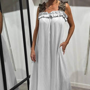 Tabea | Damen Ärmelloses Kleid Taschen – Lässiges Casual Sommerkleid Strand 2026 – Weiß