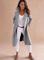 Emilia | Taillierter Wintermantel Damen Eleganter Zweireiher Wollmantel – Grau