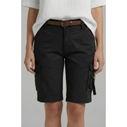 Tamina | Damen Cargo Shorts Mit Taschen Für Strand – Schwarz