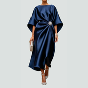 Tara | Damen Midikleid für Abend und Sommeranlässe – Marineblau