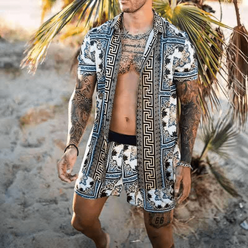 Zweiteiliges Herren Sommer Set mit Patchwork-Print – Malik
