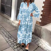 Tessa | Damen Sommerkleid Modern Boho Maxi – Blau