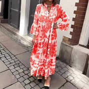 Tessa | Damen Sommerkleid Modern Boho Maxi – Rot