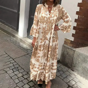 Tessa | Damen Sommerkleid Modern Boho Maxi – Braun