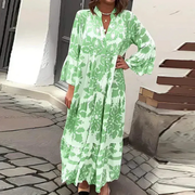 Tessa | Damen Sommerkleid Modern Boho Maxi – Grün