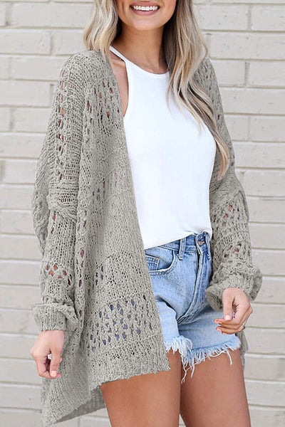 Strickjacke mit Lochmuster | Oversize-Stil | Offene Front