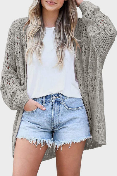 Strickjacke mit Lochmuster | Oversize-Stil | Offene Front