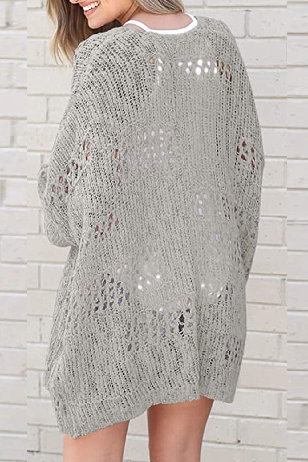 Strickjacke mit Lochmuster | Oversize-Stil | Offene Front